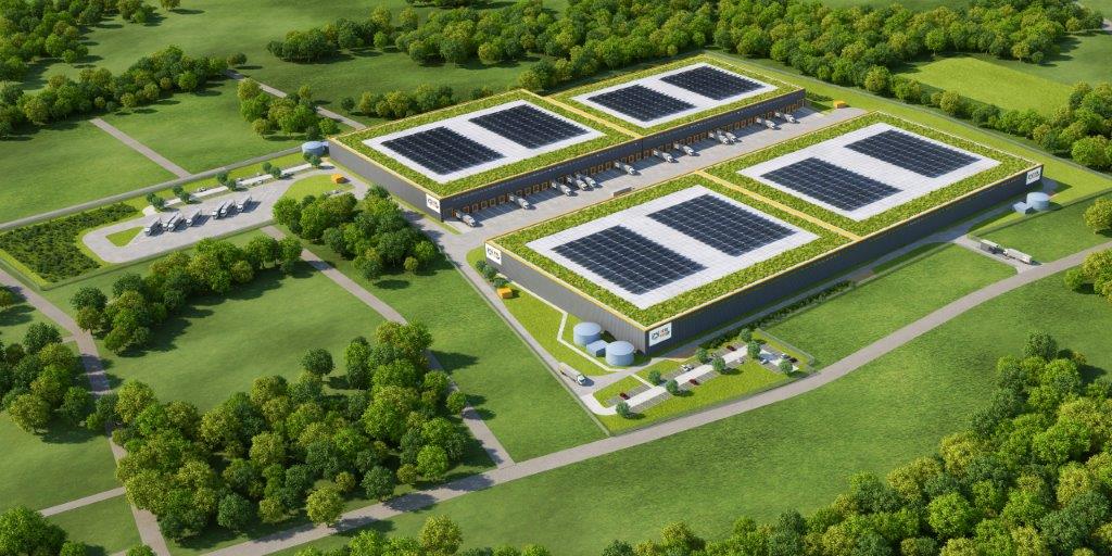 Visualisierung des geplanten Gewerbeparks Boostedt, Perspektive Norden